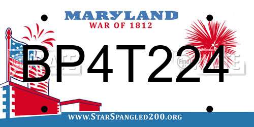 BP4T224 Maryland License Plate