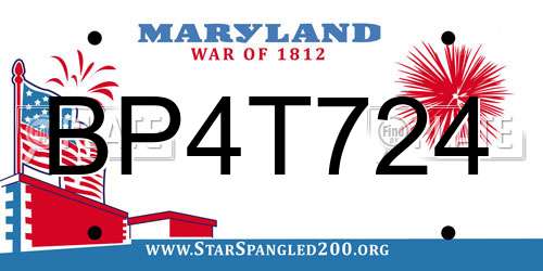 BP4T724 Maryland License Plate