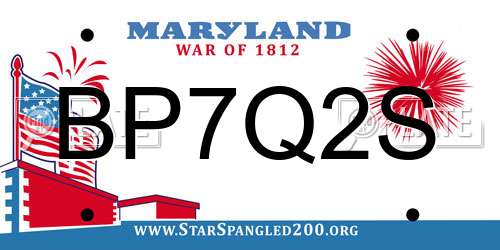 BP7Q2S Maryland License Plate