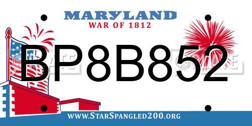 BP8B852 Maryland License Plate