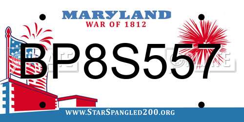 BP8S557 Maryland License Plate