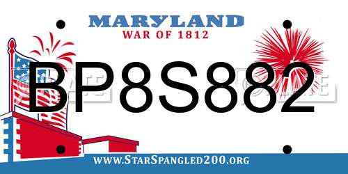 BP8S882 Maryland License Plate