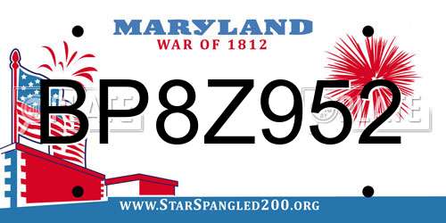 BP8Z952 Maryland License Plate