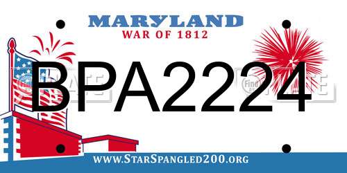 BPA2224 Maryland License Plate