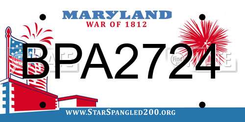 BPA2724 Maryland License Plate