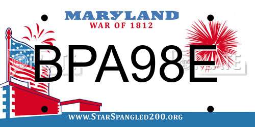 BPA98E Maryland License Plate
