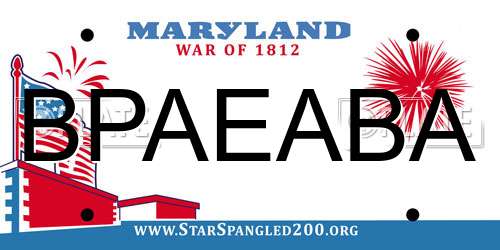 BPAEABA Maryland License Plate