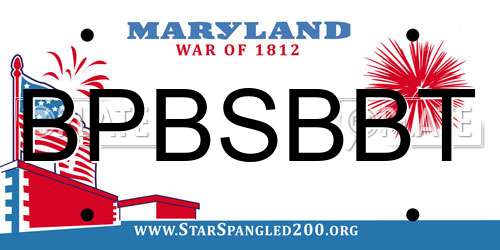 BPBSBBT Maryland License Plate