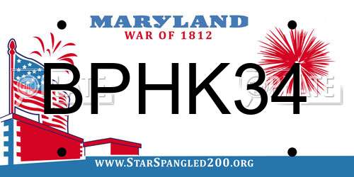 BPHK34 Maryland License Plate