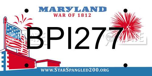 BPI277 Maryland License Plate