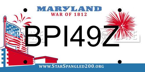 BPI49Z Maryland License Plate