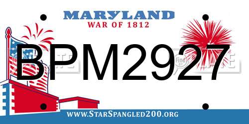 BPM2927 Maryland License Plate