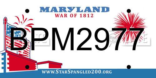 BPM2977 Maryland License Plate