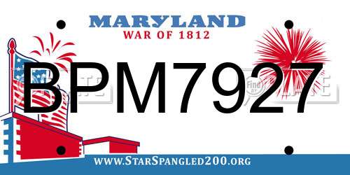 BPM7927 Maryland License Plate