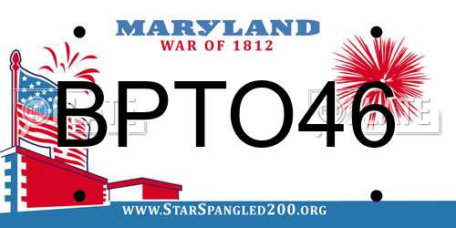 BPTO46 Maryland License Plate