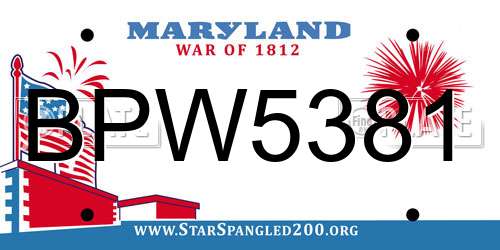 BPW5381 Maryland License Plate