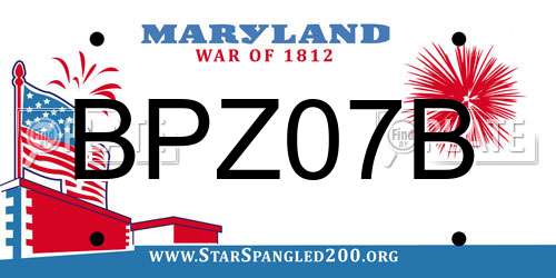 BPZ07B Maryland License Plate