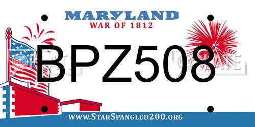 BPZ508 Maryland License Plate