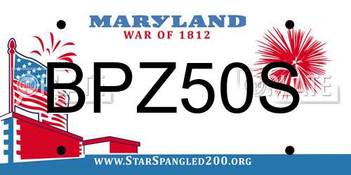 BPZ50S Maryland License Plate