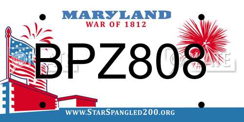 BPZ808 Maryland License Plate