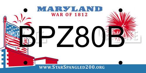 BPZ80B Maryland License Plate