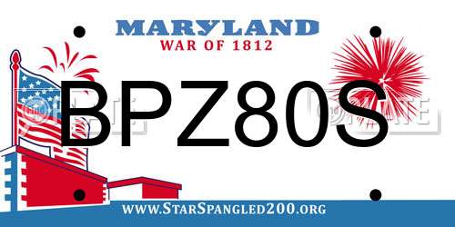BPZ80S Maryland License Plate