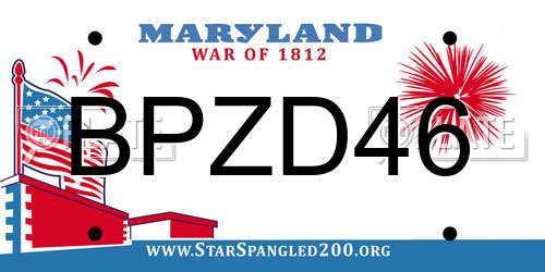 BPZD46 Maryland License Plate