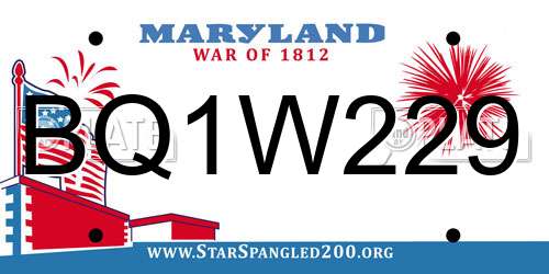 BQ1W229 Maryland License Plate