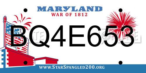 BQ4E653 Maryland License Plate