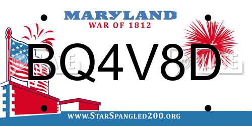 BQ4V8D Maryland License Plate
