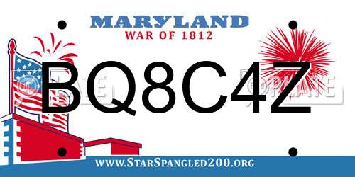 BQ8C4Z Maryland License Plate
