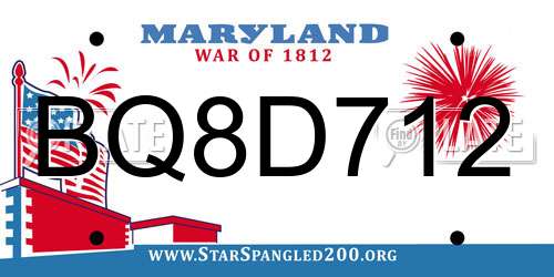 BQ8D712 Maryland License Plate