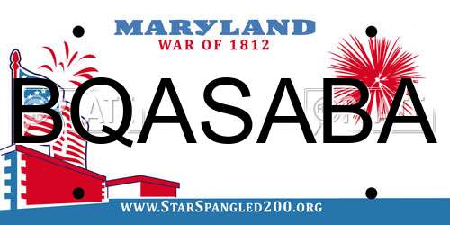 BQASABA Maryland License Plate