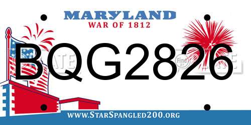 BQG2826 Maryland License Plate