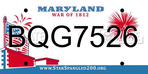 BQG7526 Maryland License Plate