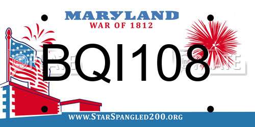 BQI108 Maryland License Plate