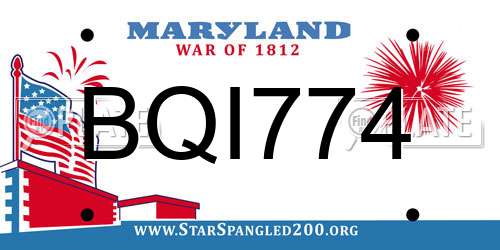 BQI774 Maryland License Plate