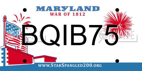 BQIB75 Maryland License Plate
