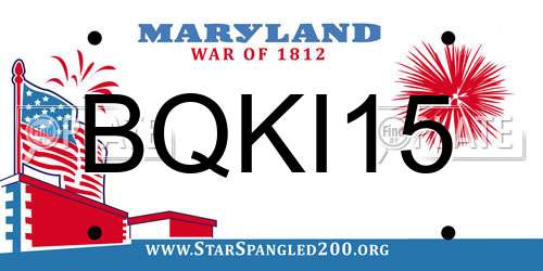 BQKI15 Maryland License Plate