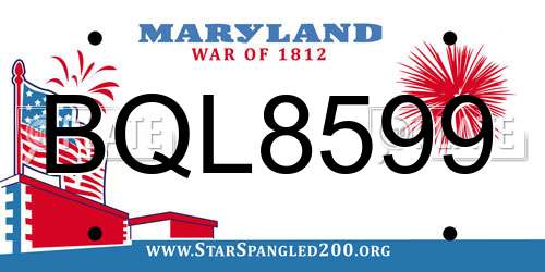 BQL8599 Maryland License Plate