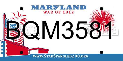 BQM3581 Maryland License Plate