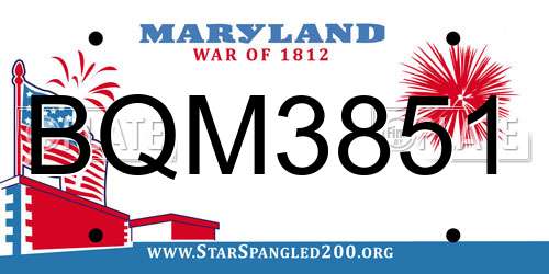BQM3851 Maryland License Plate