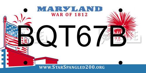 BQT67B Maryland License Plate