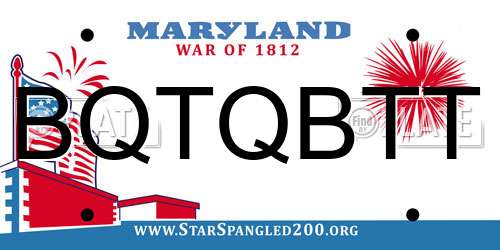 BQTQBTT Maryland License Plate