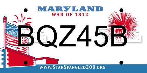 BQZ45B Maryland License Plate