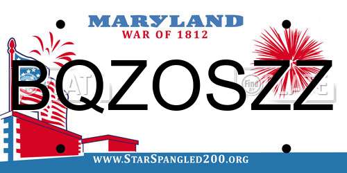 BQZOSZZ Maryland License Plate