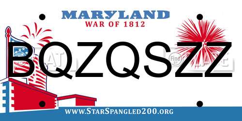 BQZQSZZ Maryland License Plate