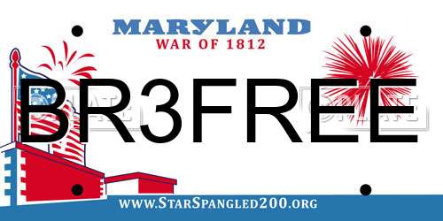 BR3FREE Maryland License Plate