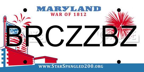 BRCZZBZ Maryland License Plate