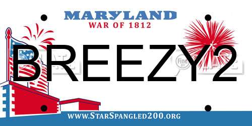 BREEZY2 Maryland License Plate